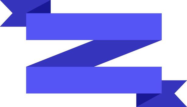 Blue ribbon banner forming a zig zag shape, creating a dynamic and eye catching design element on a clean white background, ideal for highlighting important information or adding a decorative touch vector