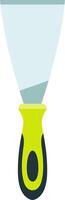 Putty knife with ergonomic green handle ideal for spreading putty, fillers, and adhesives during construction and renovation projects, ensuring precise application and smooth finishes vector