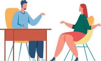 Two people in a meeting vector