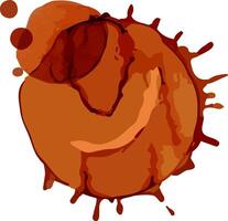 Brown coffee or tea ring stain forming a circle with splashes and drops isolated on white background, ideal for illustrating messy breakfast or dirty dishes vector