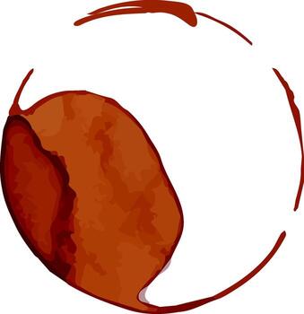 Brown coffee or tea stain with a large spot and a thin outer ring, creating an uneven circle, isolated on a white background, ideal for concepts related to beverages, spills, or cleaning vector