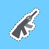 Cutting line sticker gun. Military and war elements. vector