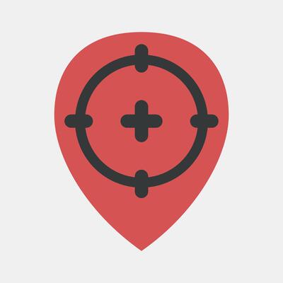 Icon target location. Military and war elements. Icon in flat style.