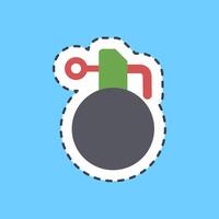 Cutting line sticker hand grenade. Military and war elements. vector