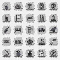 Icon set of war. Military and war elements. Icon in comic style. vector