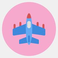 Icon fighter jet. Military and war elements. Icon in color mate style. vector
