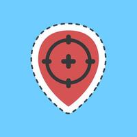 Cutting line sticker target location. Military and war elements. vector