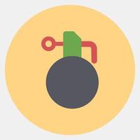 Icon hand grenade. Military and war elements. Icon in color mate style. vector