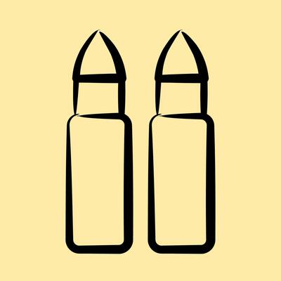 Icon bullet. Military and war elements. Icon in hand drawn style.