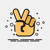 Icon peace gesture finger. Military and war elements. Icon in MBE style. vector