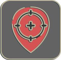 Icon target location. Military and war elements. Icon in embossed style. vector