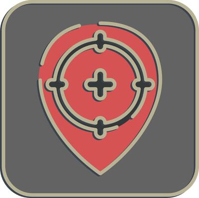 Icon target location. Military and war elements. Icon in embossed style.