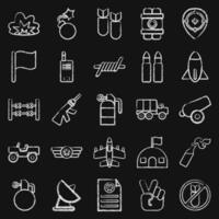 Icon set of war. Military and war elements. Icon in chalk style. vector