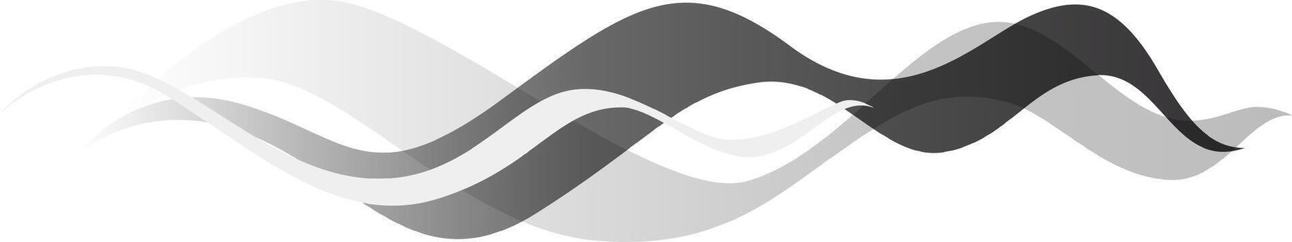 Abstract black and white waves are flowing horizontally, creating a dynamic and visually appealing pattern against a clean white background, suitable for various design applications vector