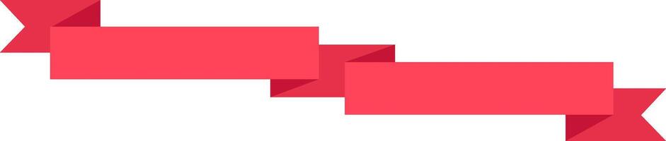 Red ribbon banner waving with angled edges creating a sense of movement, ideal for highlighting important information and celebrating achievements vector