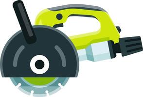 Professional power tool featuring a diamond disc, designed for cutting concrete and stone. Electric hand circular saw isolated against a clean white background vector
