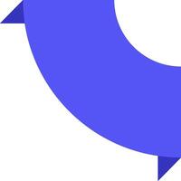 Blue ribbon with folded corners creating a curved shape over a white background, ideal for presentations, websites, and graphic design projects requiring a touch of elegance and dynamism vector