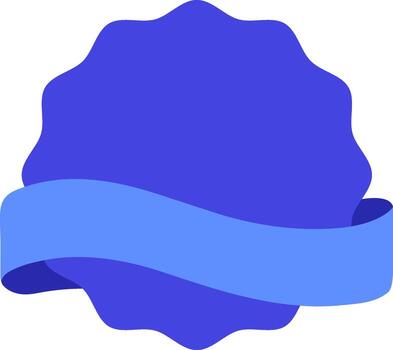 Blue wavy ribbon wrapping around a blue blank starburst badge, creating a perfect space for adding custom text or design, ideal for marketing and branding vector