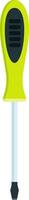 Screwdriver with ergonomic lime green and black handle and steel shaft isolated on white background, ideal for DIY, maintenance, and repair work vector