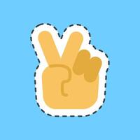 Cutting line sticker peace gesture finger. Military and war elements. vector
