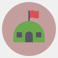Icon barracks. Military and war elements. Icon in color mate style. vector