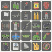Icon set of war. Military and war elements. Icon in embossed style. vector