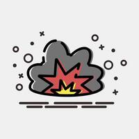 Icon explosion. Military and war elements. Icon in MBE style. vector