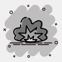 Icon explosion. Military and war elements. Icon in comic style. vector