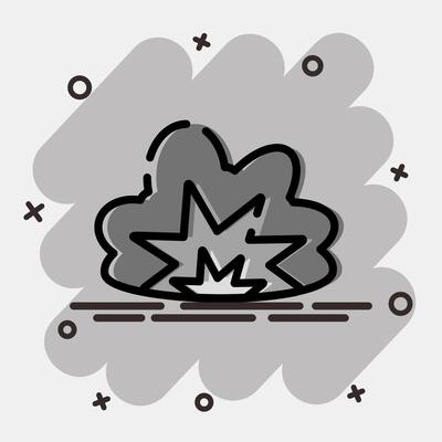 Icon explosion. Military and war elements. Icon in comic style.
