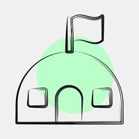 Icon barracks. Military and war elements. Icon in color spot style. vector