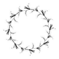 Wreath of meadow grass branches - Mouse pea or lat.Vicia cracca. Dark round silhouette on white background. vector