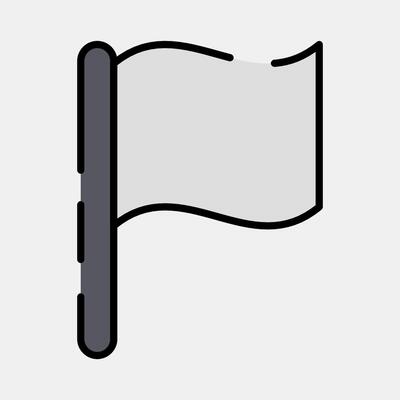 Icon surrender flag. Military and war elements. Icon in filled line style.