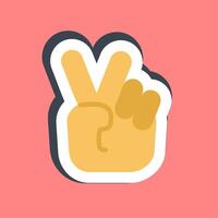 Sticker peace gesture finger. Military and war elements. vector