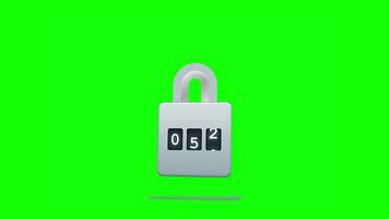 Combination Padlock Locking Animation on Green Screen video