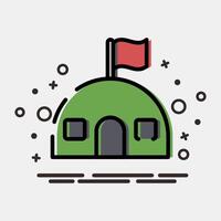 Icon barracks. Military and war elements. Icon in MBE style. vector