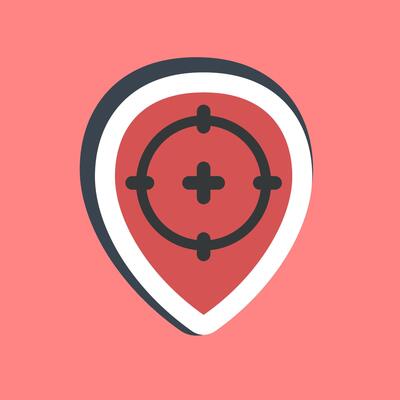 Sticker target location. Military and war elements.