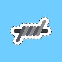 Cutting line sticker barbed wire. Military and war elements. vector