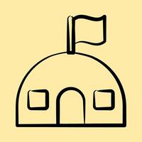 Icon barracks. Military and war elements. Icon in hand drawn style. vector