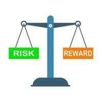 Risk and Reward balance on the scale on white background. vector