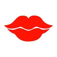 Woman 's lip with red lipstick on white background. vector