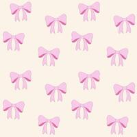 coquette pattern seamless pink ribbon bow isolated on beige background vector