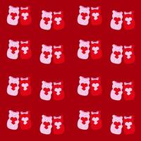 Cute coquette pattern seamless pink ribbon bow and Jelly bear isolated on red background vector