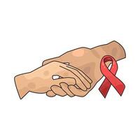 Aids ribbon with hands illustration vector
