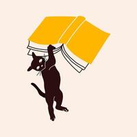 Funny Cat Clutching Book with Expression vector