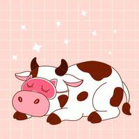 Cute Sleeping Cow Wearing Eye Mask vector