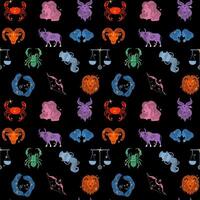 Colorful zodiac signs on black background vector