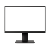 Modern black computer monitor with a sleek stand isolated on transparent background png