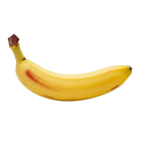 A single ripe yellow banana with brown spots isolated on transparent background png