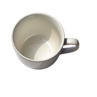 Top view of a clean white ceramic coffee mug isolated on transparent background png