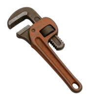 Vintage rusty pipe wrench tool isolated on transparent background png